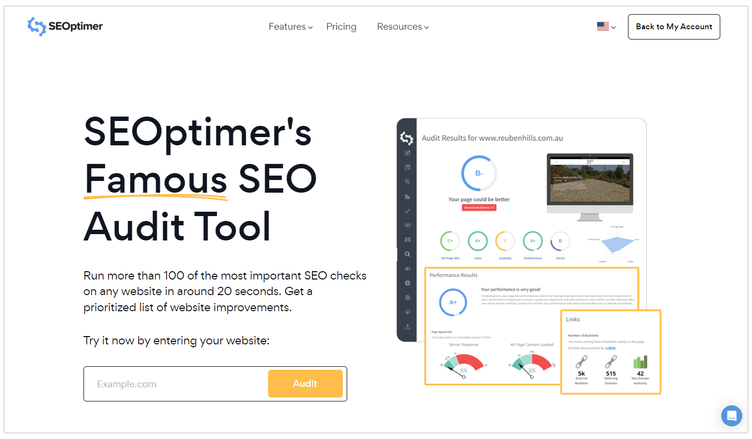 seoptimerのSEO監査ツール